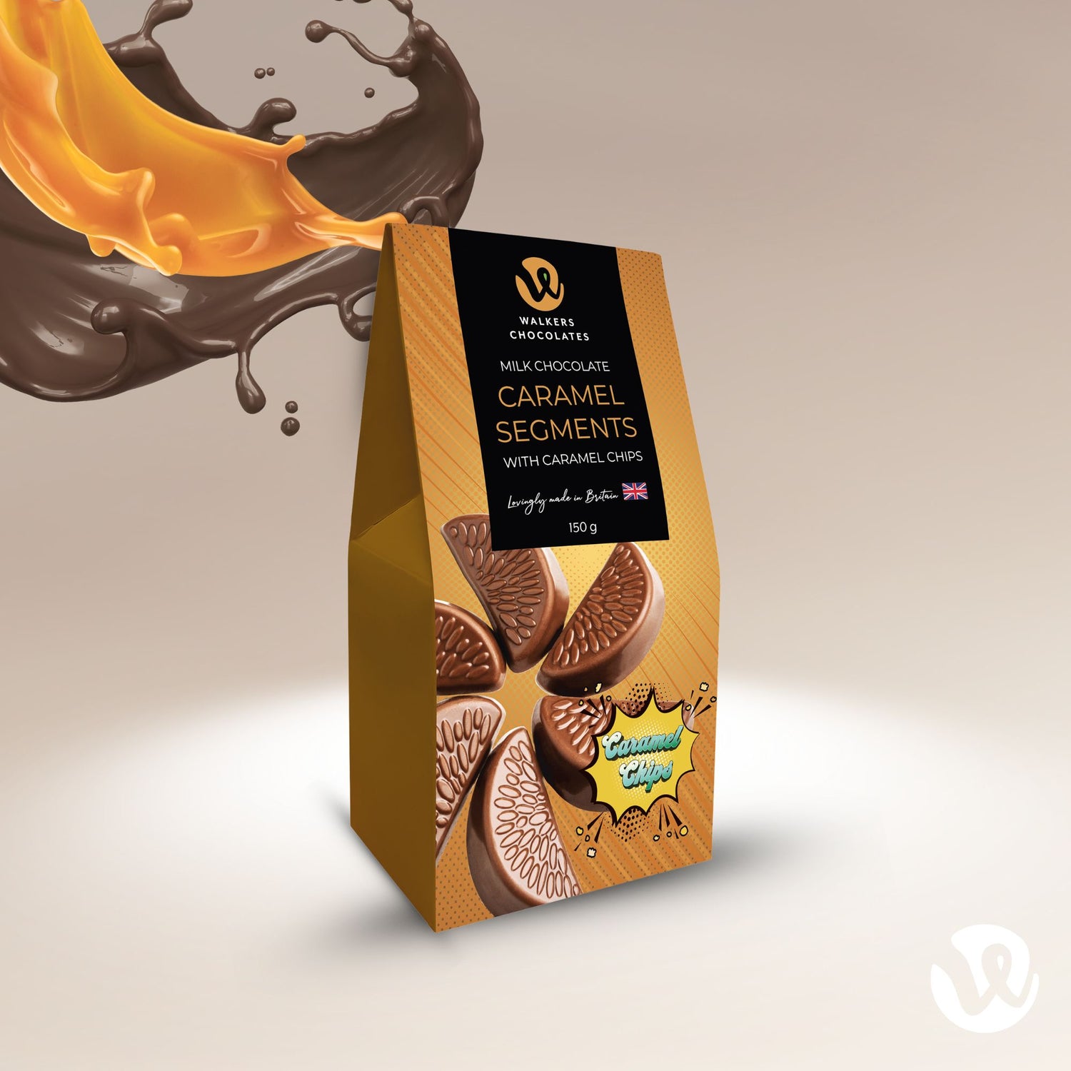 Milk Chocolate Caramel Segments with Caramel Chips