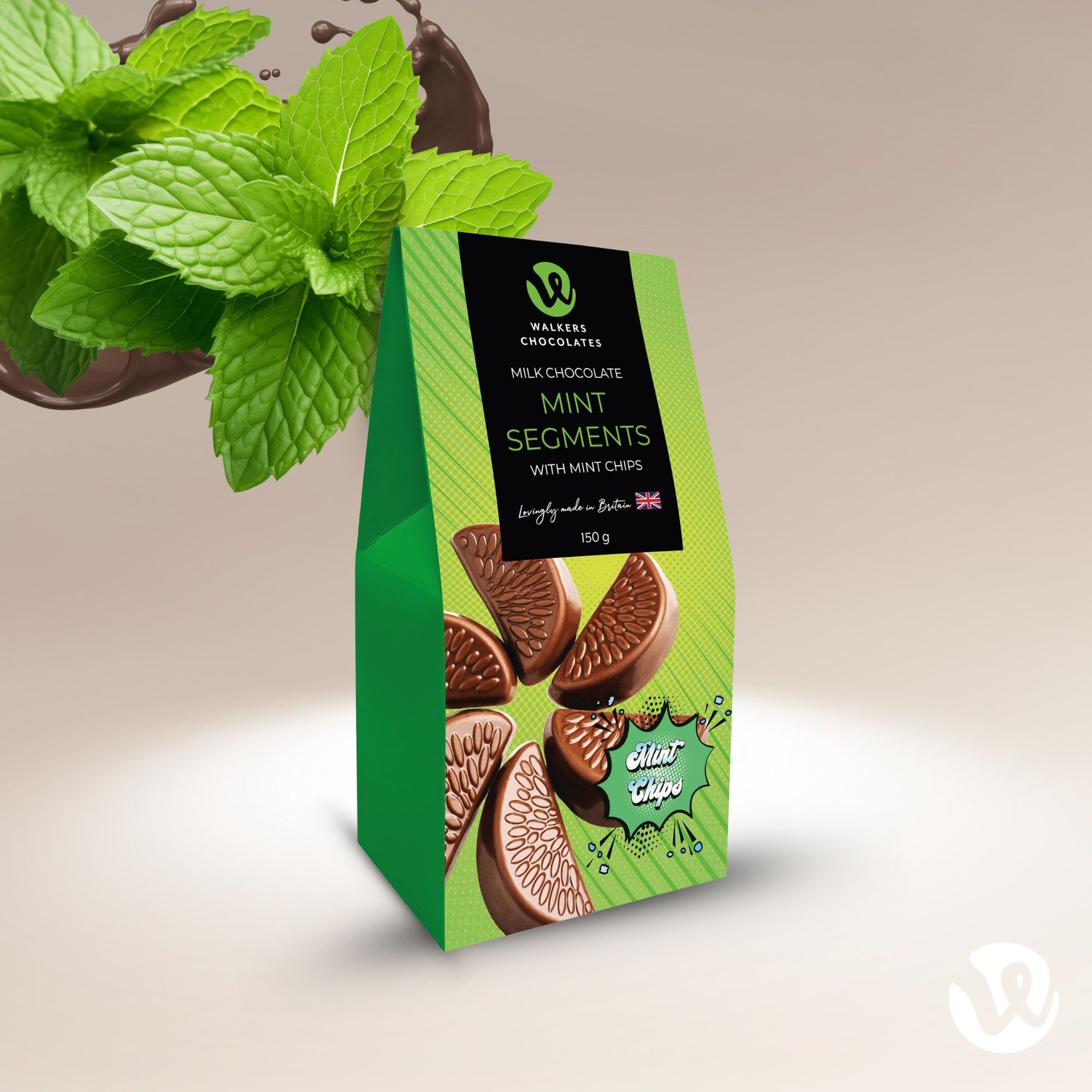 Milk Chocolate Mint Segments with Mint Crisps