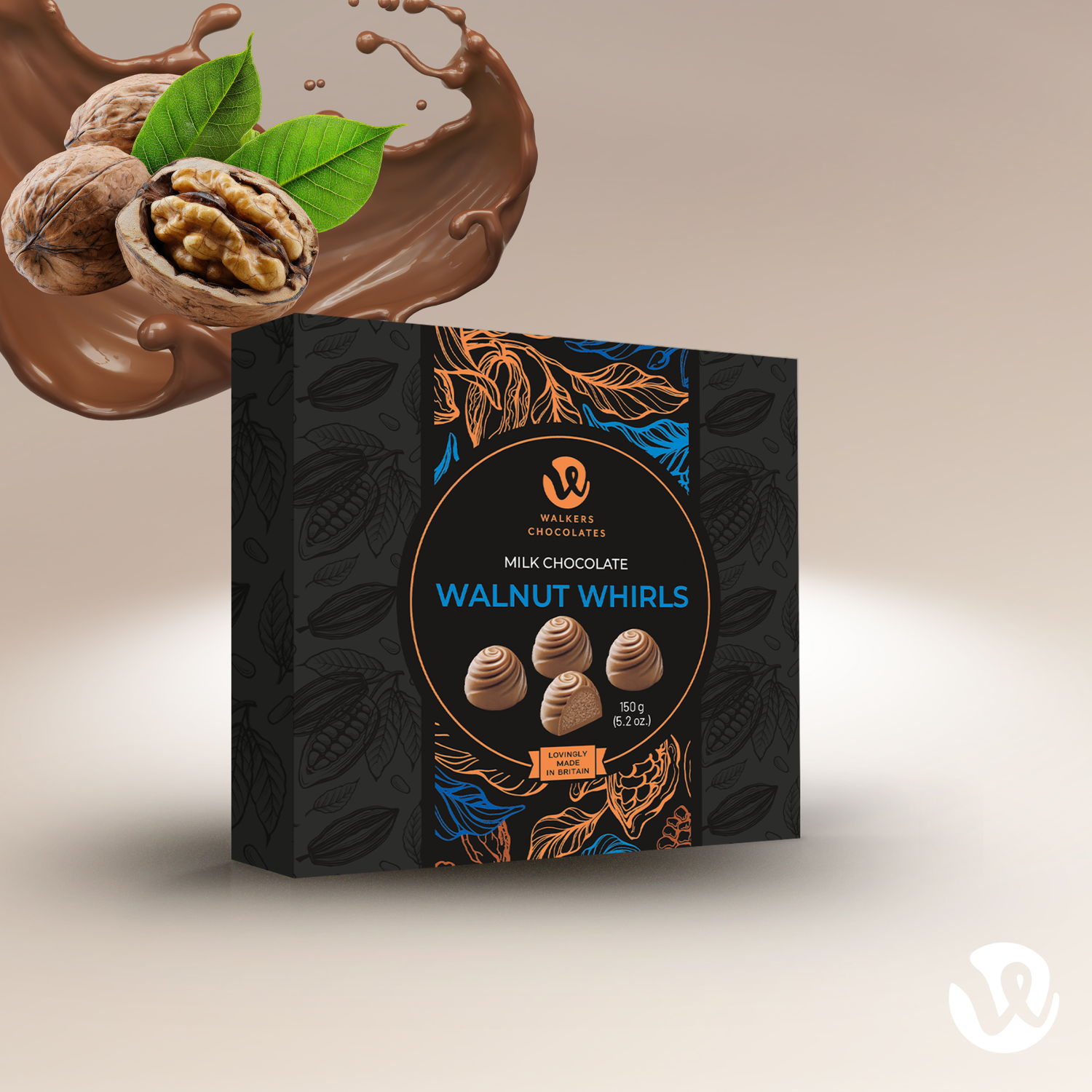 Milk Chocolate Walnut Whirls